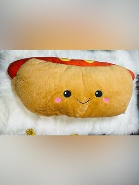 Plush Hot Dog Stuffed Toy - Cute Brown & Red Kawaii Pillow